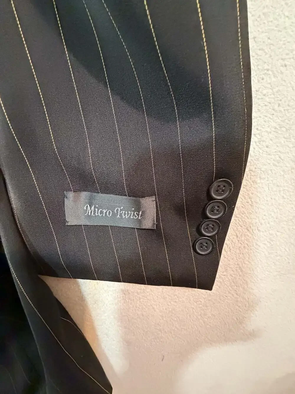 Davinzzo Earl Micro Twist Black Pinstripe Suit Jacket 46L NWT